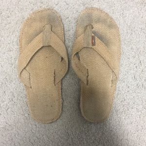 Rainbow hemp flip flops size 9!
